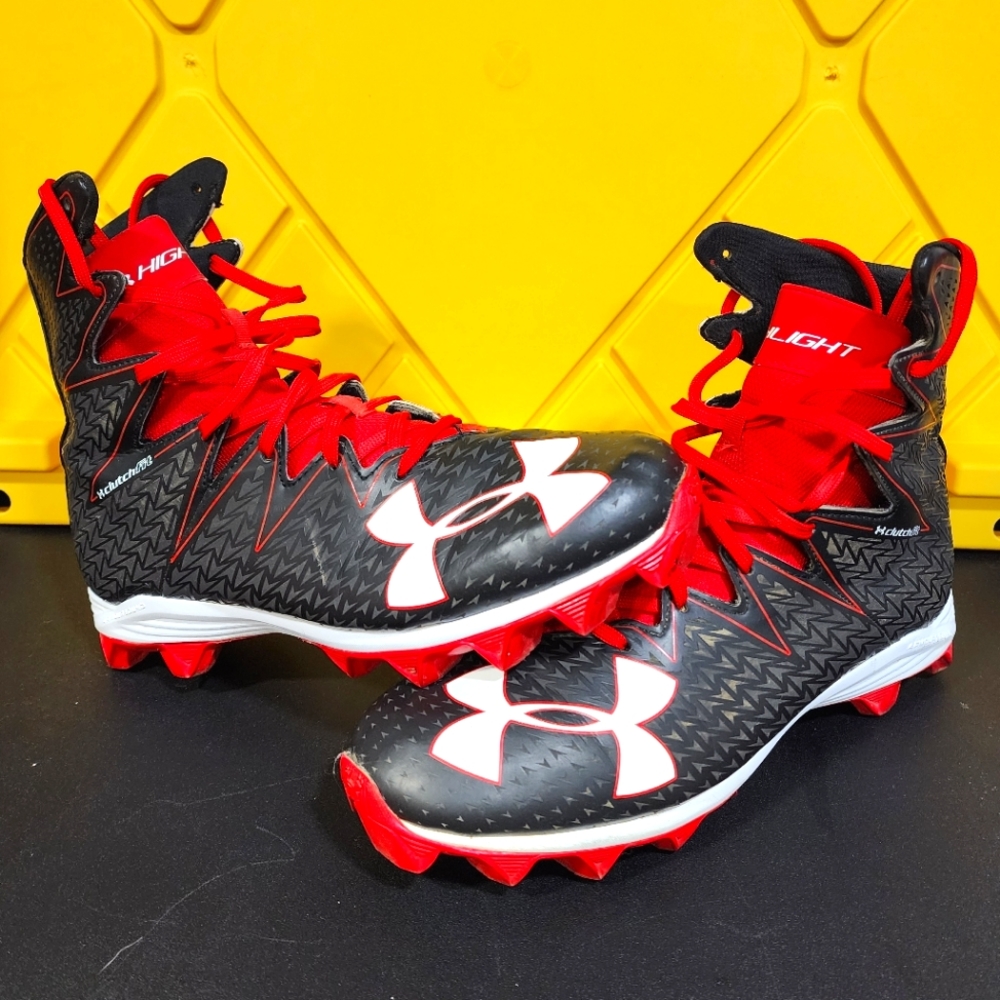 Under Armour Highlight Clutchfit Black Red Football Cleats size 10.5 Mens